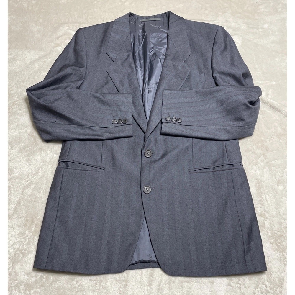 Ermenegildo Zegna Wool Suit Jacket Mens Size 42 German 25 Gray Pinstripe VTG 80s